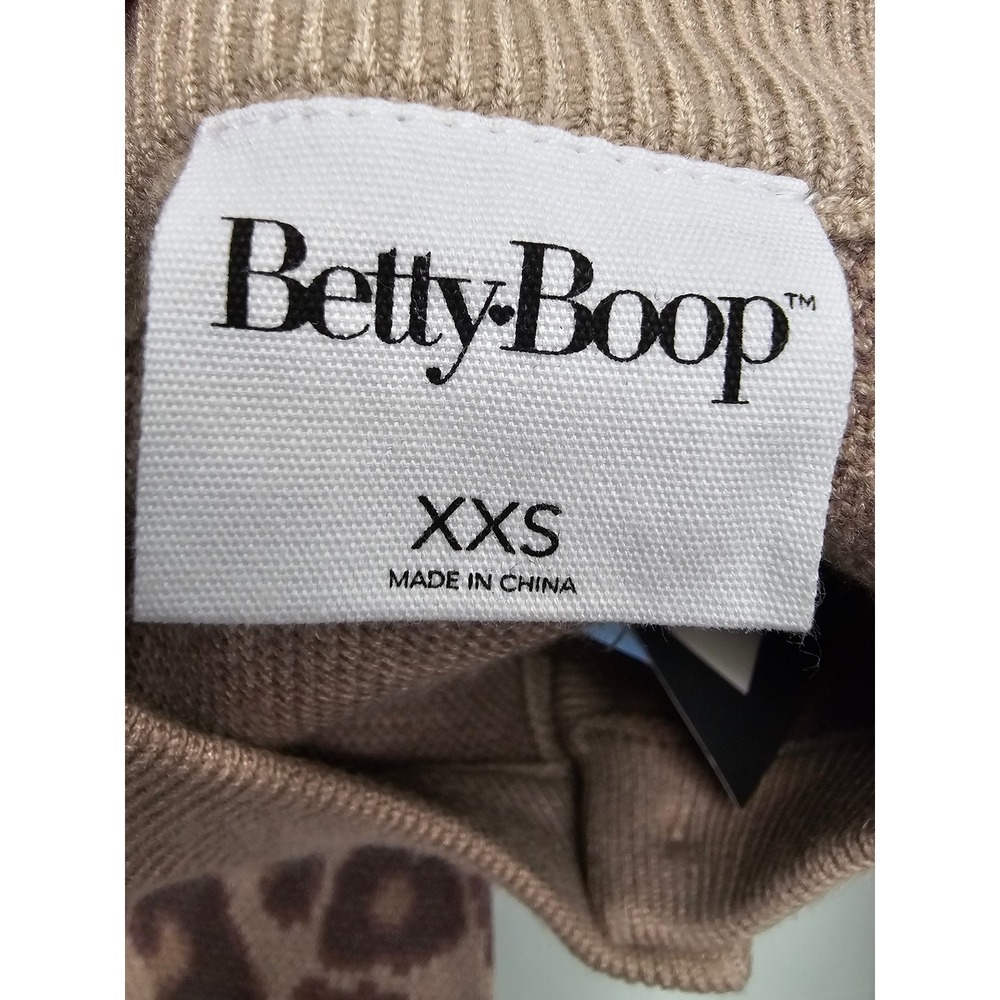 Betty Boop Leopard Print Cropped Cardigan Brown Heart Graphic XXS T004128001 - Picture 4 of 8